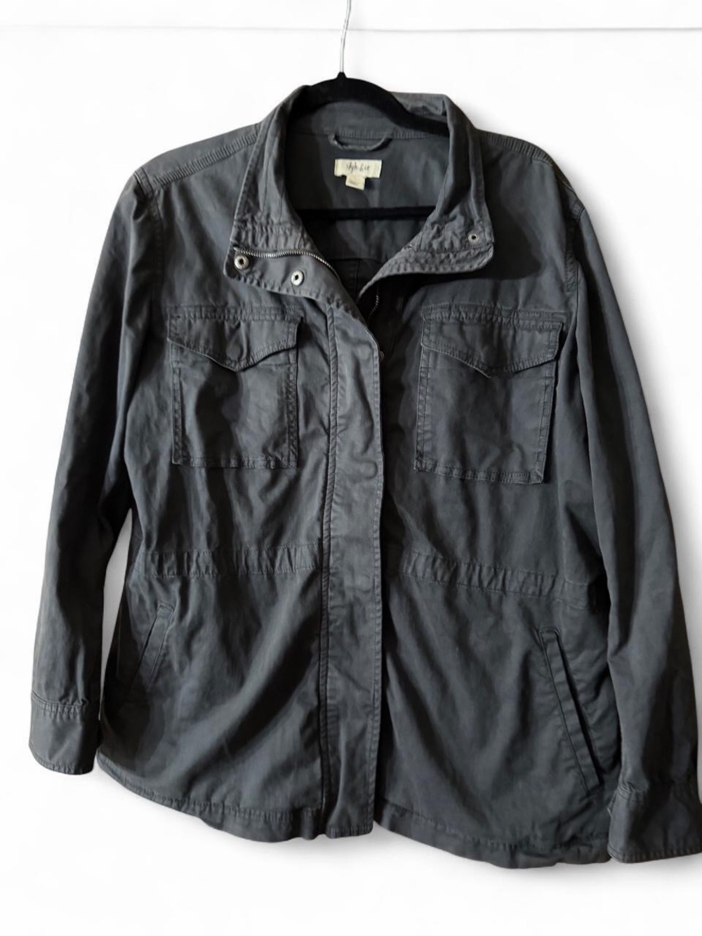 Style & Co. Dark Gray Utility Jacket with Chest Pockets